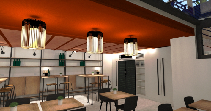 perspective d'une conception sur mesure pour le restaurant Les Gourmands à Montpellier